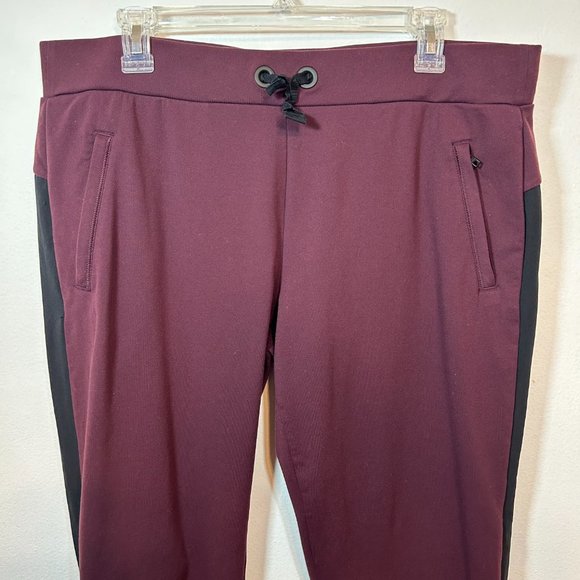 Athleta | Maroon with Black Stripe Joggers - Picture 4 of 9
